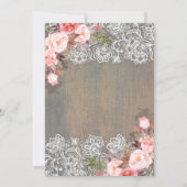 Rustic Floral Lace String Lights en Wood Wedding Kaart (Achterkant)
