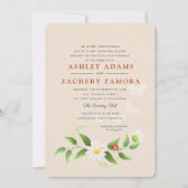 Rustic Floral Ladybug Butterfly Wedding Invitation Kaart (Voorkant)