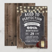 Rustic Floral Lantern Barn Wood 60th Birthday Kaart (Voorkant / Achterkant)