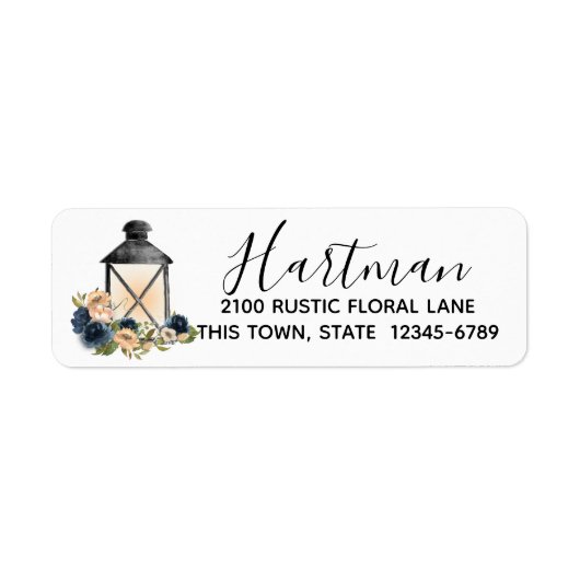 Rustic Floral Lantern Return Address Label (Voorkant)