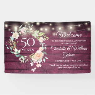 Rustic Floral Licht 50th Jubileum Welkom Spandoek