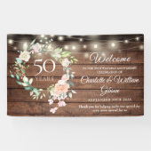 Rustic Floral Licht 50th Jubileum Welkom Spandoek (Horizontaal)