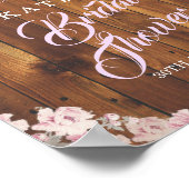 Rustic Floral Light String Wood Vrijgezellenfeest Poster (Hoek)