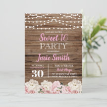 Rustic Floral Lights Birthday Party Roos Sweet 16