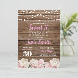 Rustic Floral Lights Birthday Party Roos Sweet 16 Kaart