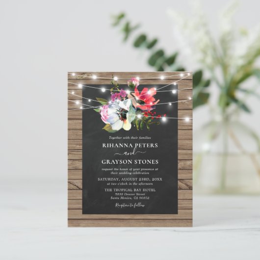 Rustic Floral Lights budget Weddenschap (Staand voorkant)