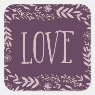 Rustic Floral Love PAARS Vierkante Sticker