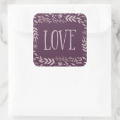 Rustic Floral Love | PAARS | Vierkante Sticker (Tas)