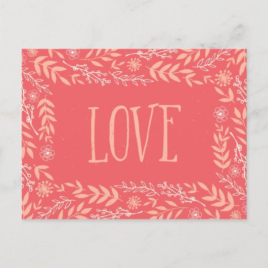Rustic Floral Love | Roze Sinaasappel | Briefkaart (Voorkant)