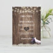 Rustic Floral Lovevogels & String Lights Wedding Kaart (Staand voorkant)