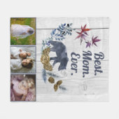 Rustic Floral Mama Beer Moederdag drie foto Fleece Deken (Voorkant (Horizontaal))