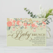 Rustic Floral Mason Jar Baby Brunch Uitnodiging (Staand voorkant)