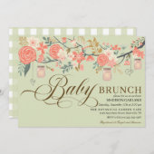 Rustic Floral Mason Jar Baby Brunch Uitnodiging (Voorkant / Achterkant)