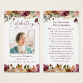 Rustic Floral Memorial Funeral Prayer Card (Devant & derrière)