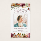 Rustic Floral Memorial Funeral Prayer Card (Devant)