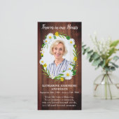 Rustic Floral Memorial Kaart Bladwijzer Foto (Staand voorkant)