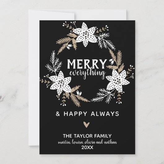 Rustic Floral Merry Alles Kerstmis Feestdagenkaart (Voorkant)