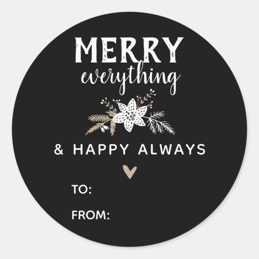 Rustic Floral Merry Alles kerstnaam Ronde Sticker (Voorkant)