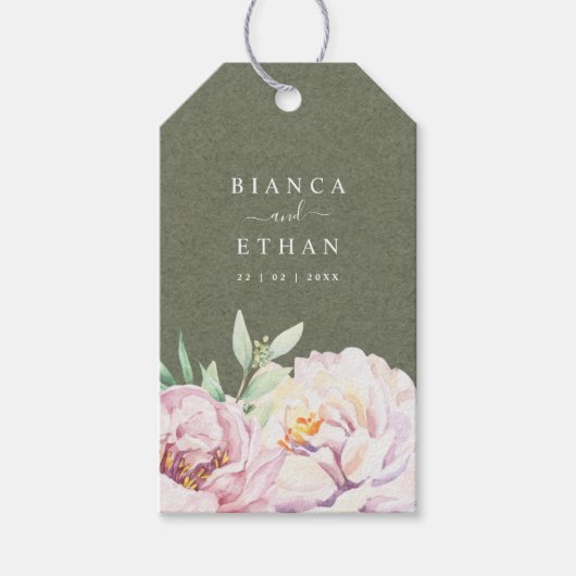 Rustic Floral Minimalist Personalized Wedding Cadeaulabel (Voorkant)