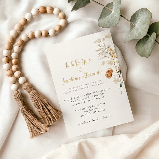Rustic Floral Minimalist Wedding Invitation