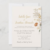 Rustic Floral Minimalist Wedding Invitation Kaart (Voorkant)