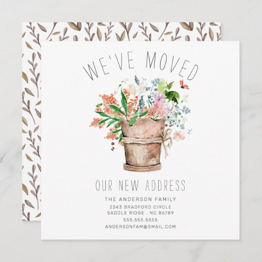 Rustic Floral Moving Announcement Aankondiging (Voorkant / Achterkant)
