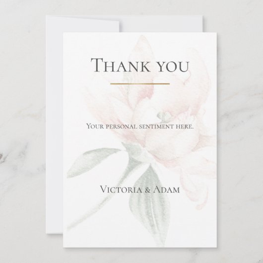 Rustic Floral Neutral Elegant Wedding Bedankkaart (Achterkant)