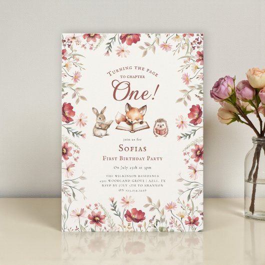 Rustic Floral next chapter first  birthday  Kaart