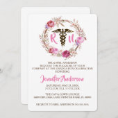 Rustic Floral Nursing School Afstuderen uitnodigen Kaart (Voorkant / Achterkant)