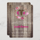 Rustic Floral Nursing School Invitation (Devant / Derrière)