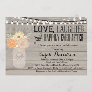 Rustic Floral Oranje Bridal Shower Kaart