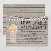 Rustic Floral Oranje Engagement Party Kaart (Voorkant / Achterkant)