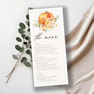 Rustic Floral Oranje herfst Pumpkin Wedding Menu