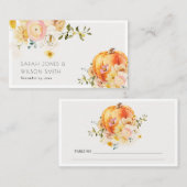 Rustic Floral Oranje herfst Pumpkin Wedding Plaatskaartje (Voorkant / Achterkant)