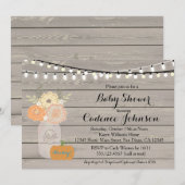 Rustic Floral Oranje Yellow Boy Baby shower nodigt Kaart (Voorkant / Achterkant)