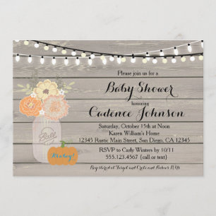Rustic Floral Oranje Yellow Boy Baby shower nodigt Kaart