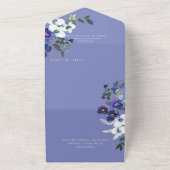 Rustic Floral Orchid Wreath Periwinkle Dinner All In One Uitnodiging (Buitenkant)