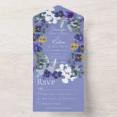 Rustic Floral Orchid Wreath Periwinkle Dinner All In One Uitnodiging (Binnen)