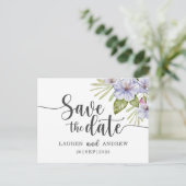 Rustic Floral Paars Save the Date Briefkaart (Staand voorkant)