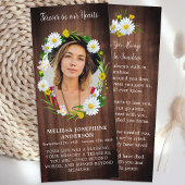 Rustic Floral Photo Funeral Memorial Prayer Kaart