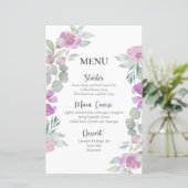 Rustic Floral Pink Waterverf Wedding Menu (Staand voorkant)