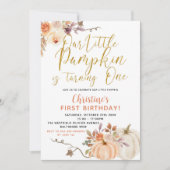 Rustic Floral Pumpkin Birthday Uitnodiging (Voorkant)