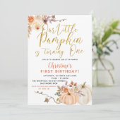 Rustic Floral Pumpkin Birthday Uitnodiging (Staand voorkant)