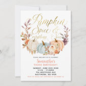 Rustic Floral Pumpkin Birthday Uitnodiging (Voorkant)