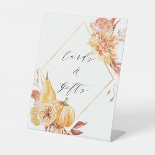Rustic Floral Pumpkin Gold Diamond Kaarten & Gifts Reclamebord Met Voetstuk