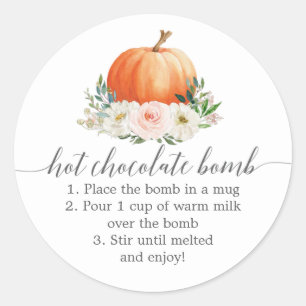Rustic Floral Pumpkin Hot Chocolate Bomb Favor Ronde Sticker