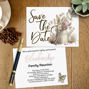 Rustic Floral redt de date Family Reunion Aankondigingskaart