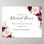 Rustic Floral Rehearsal Dinner Welcome Sign Poster (Voorkant)