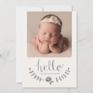Rustic Floral Roos Simple Collage Baby Announceme Aankondiging