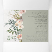 Rustic Floral Sage All in One Wedding Tri Fold Drieluik Uitnodiging (Binnenkant midden)